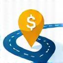 Icon representing a route with currency symbol