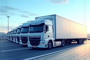 Illustration of a large fleet of trucks